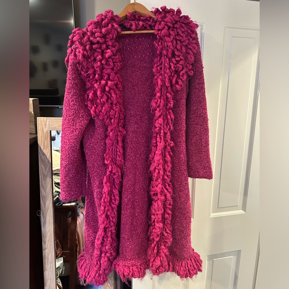Michelle Nicole Magenta Knit Heavy Cardigan